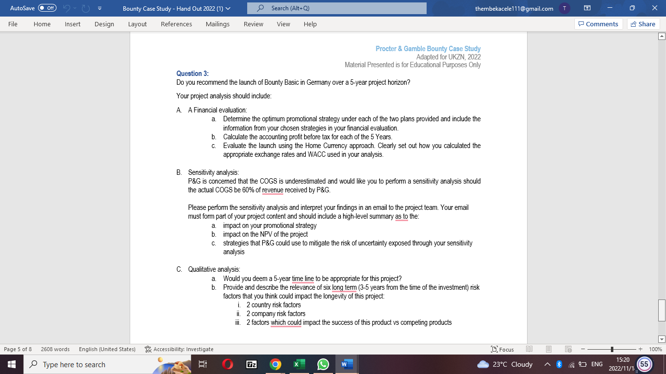 AutoSave O Off) Bounty Case Study - Hand Out 2022