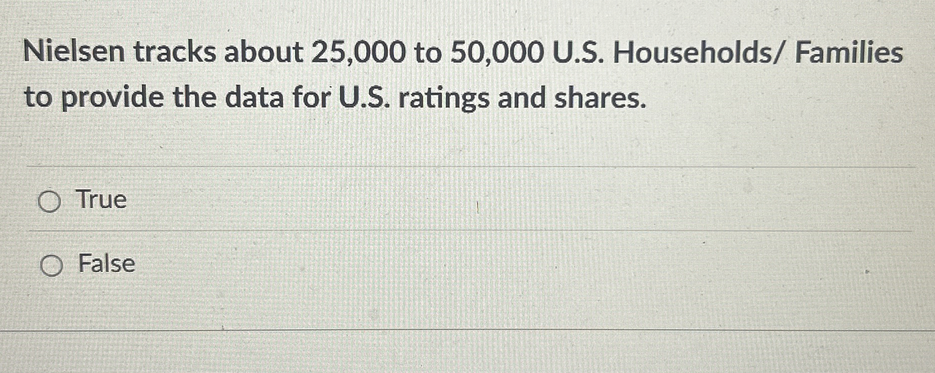 Nielsen tracks about 2 5 , 0 0 0 to 5 0 , 0 0 0 U