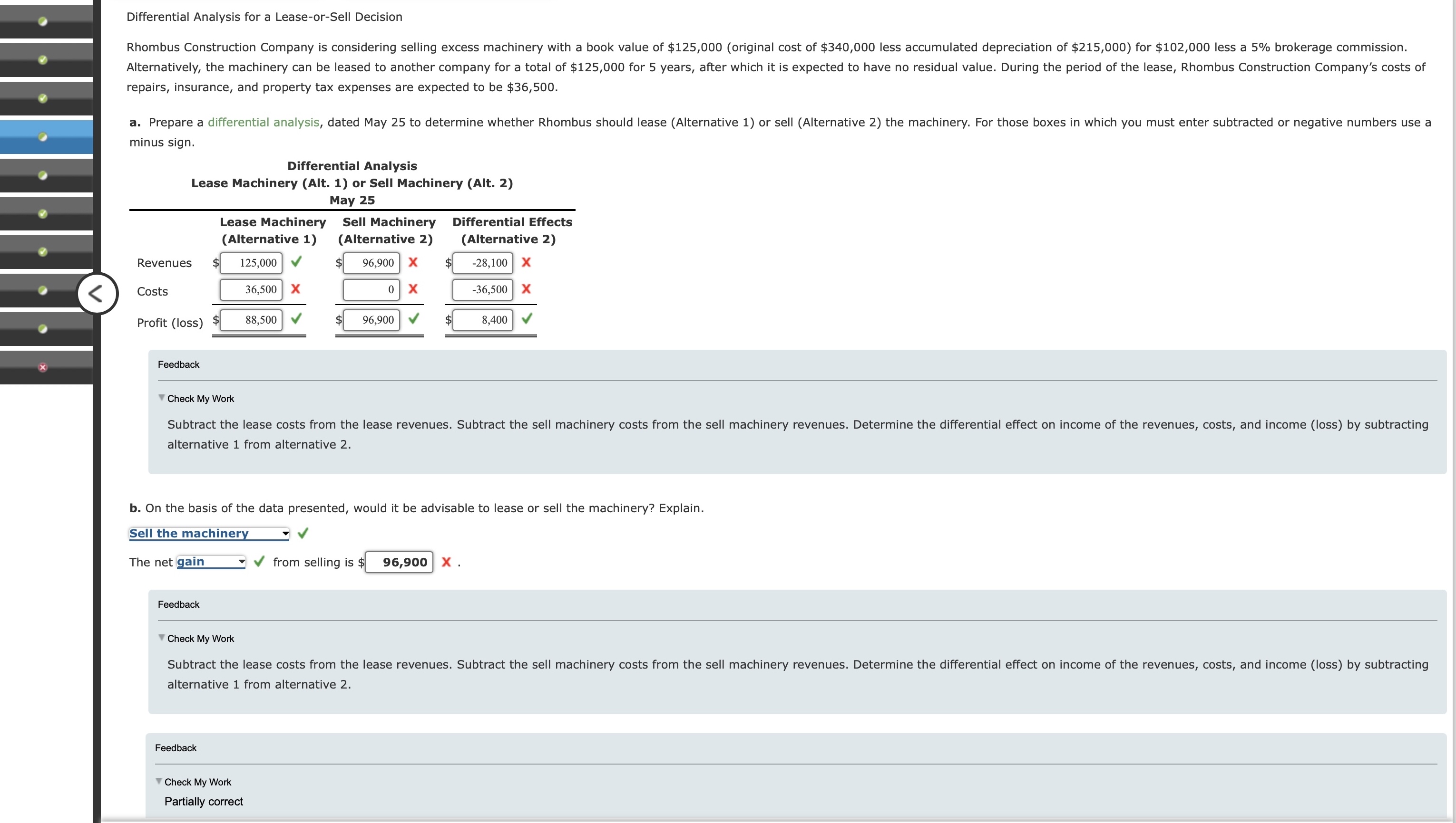 Differential Analysis for a Lease - or - Sell