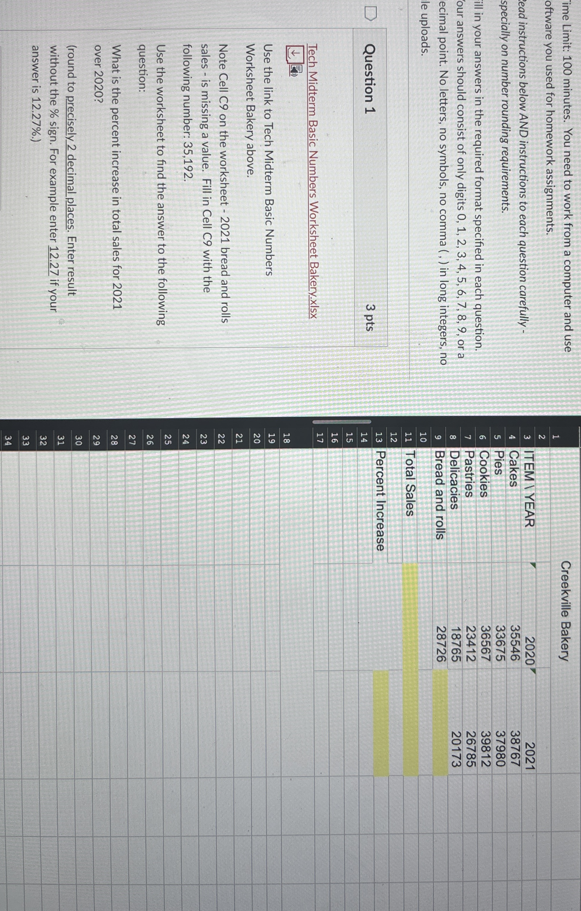Question 1 3 pts Tech Midterm Basic Numbers