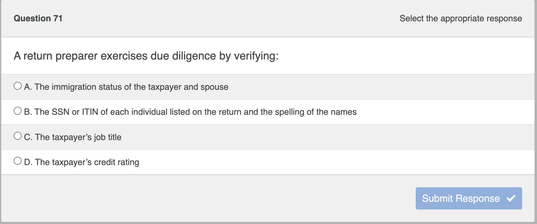 A return preparer exercises due diligence by