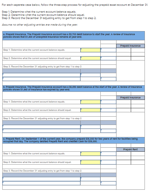 For each separate case below, follow the three -