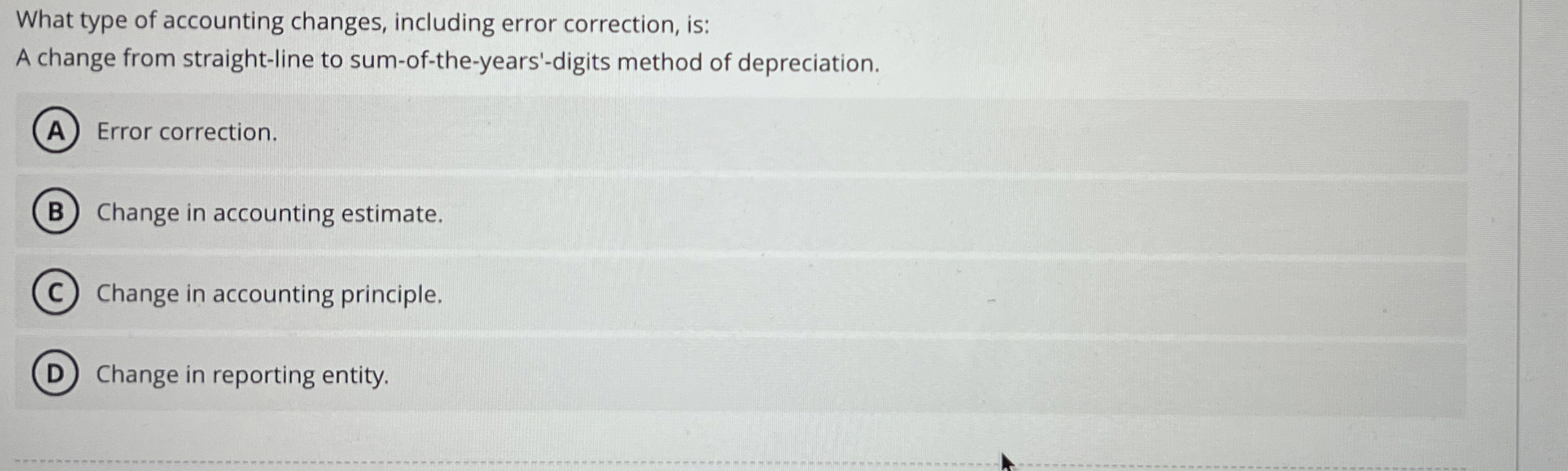 What type of accounting changes, including error