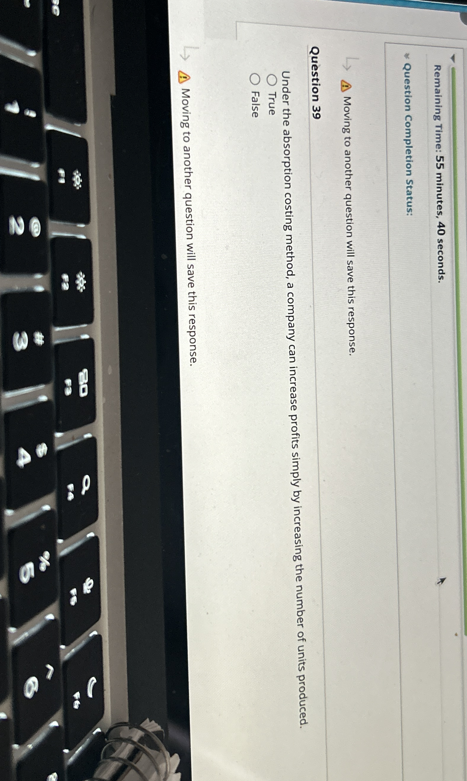 Remaining Time: 5 5 minutes, 4 0 seconds.