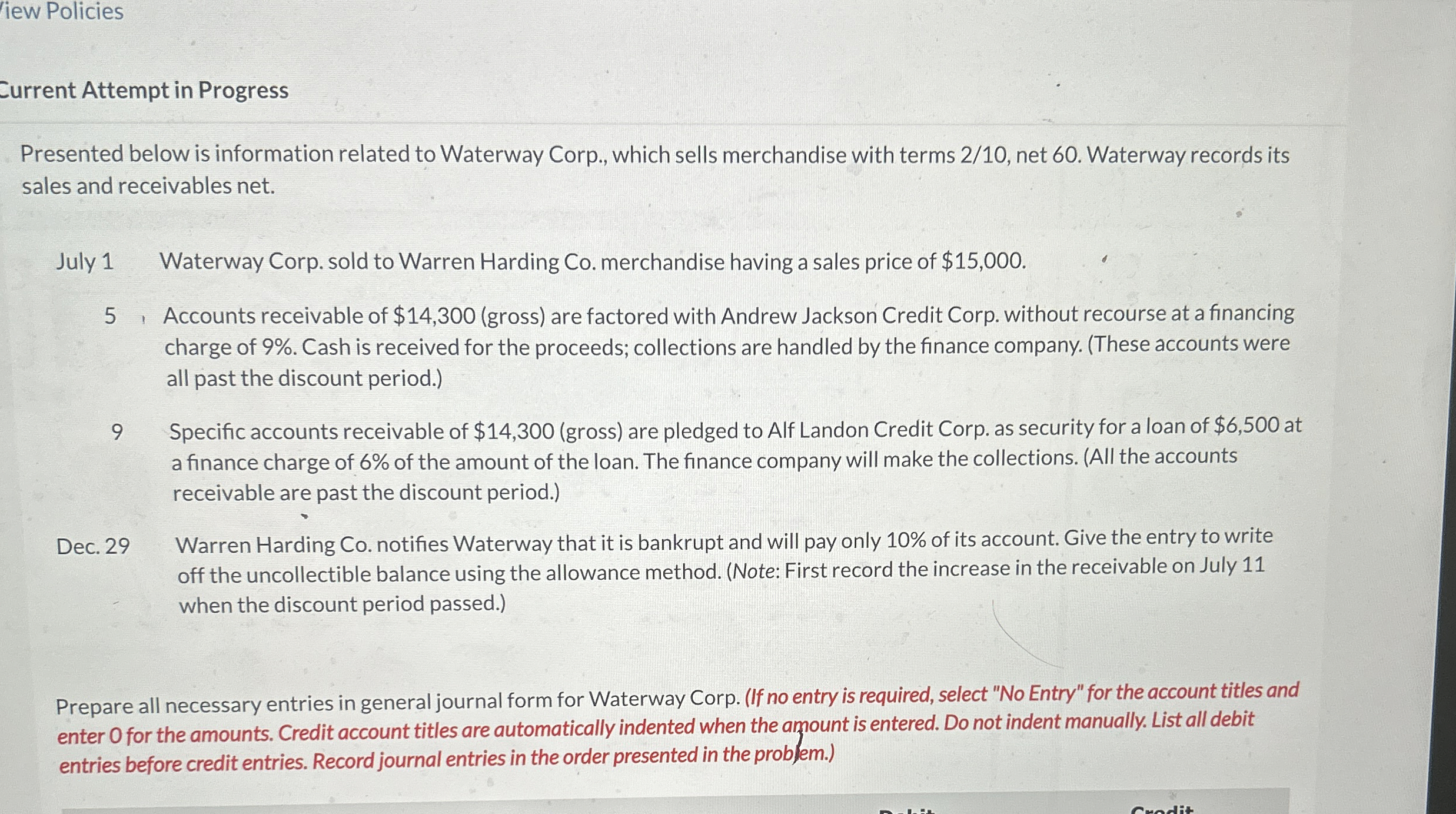 iew Policies Current Attempt in Progress