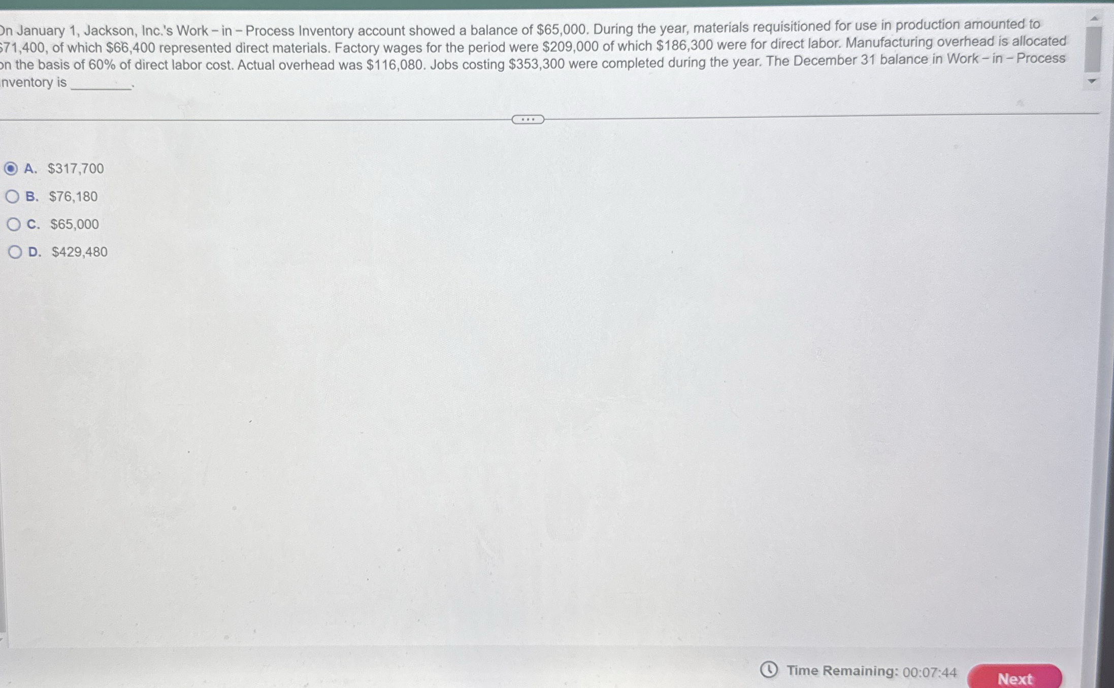 Jn January 1 , Jackson, Inc. ' s Work - in -