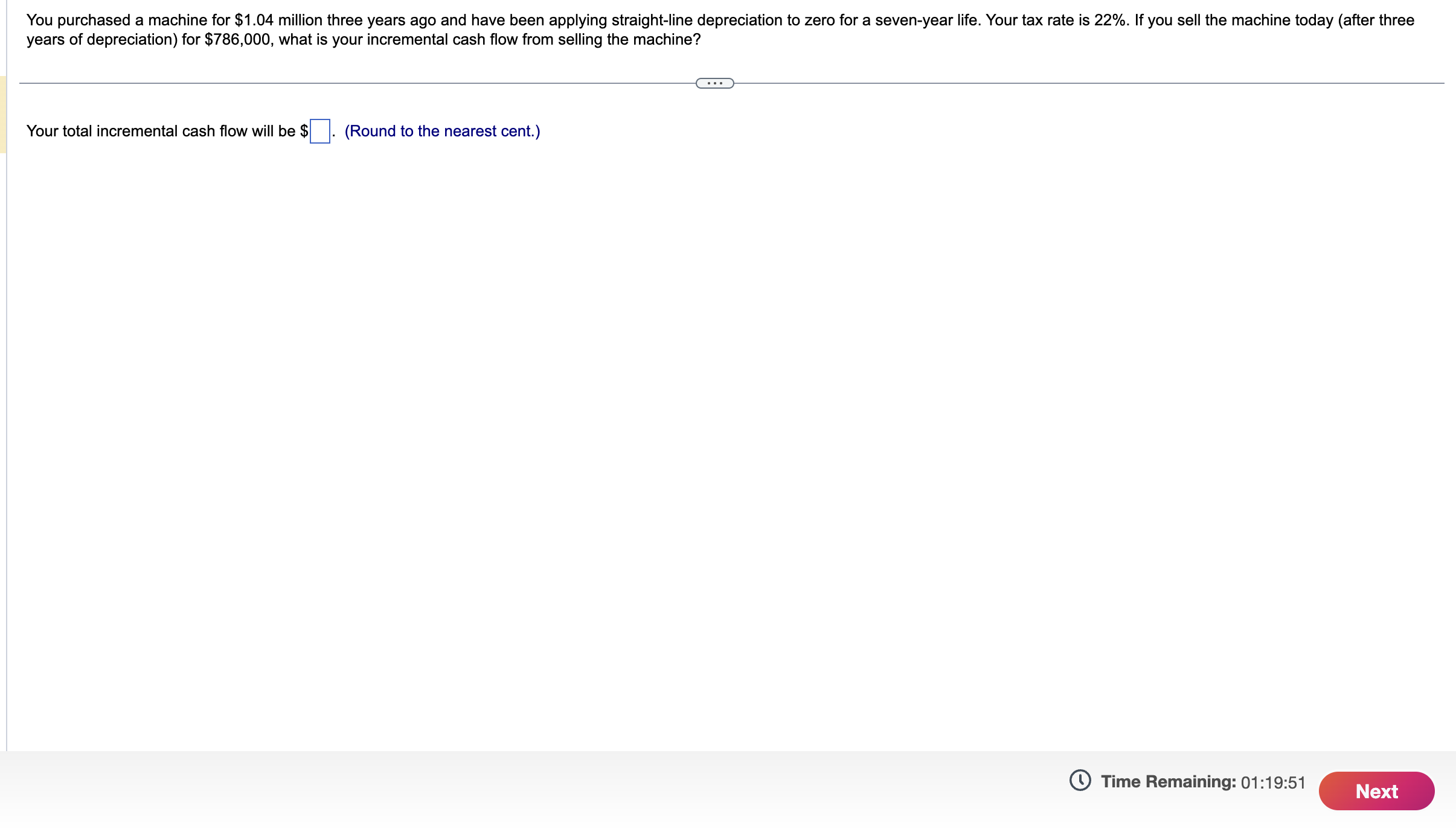 You purchased a machine for $1.04 million three