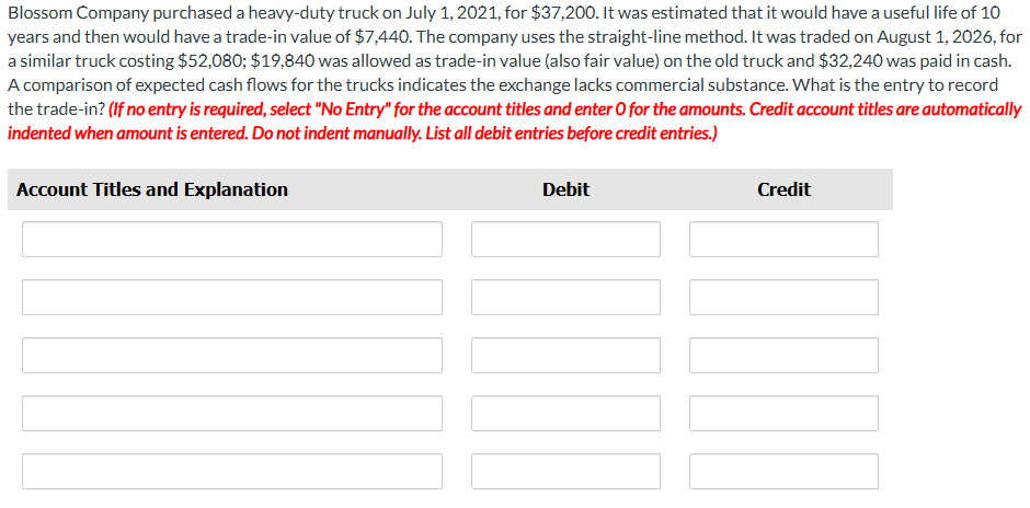 Blossom Company purchased a heavy - duty truck on