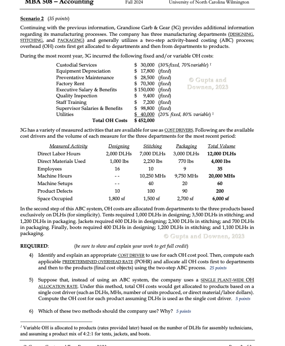Scenario 1 (30 points) Grandiose Garb & Gear (3G)