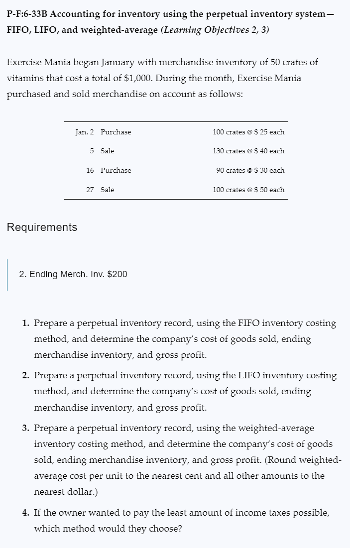P - F: 6 - 3 3 B Accounting for inventory using