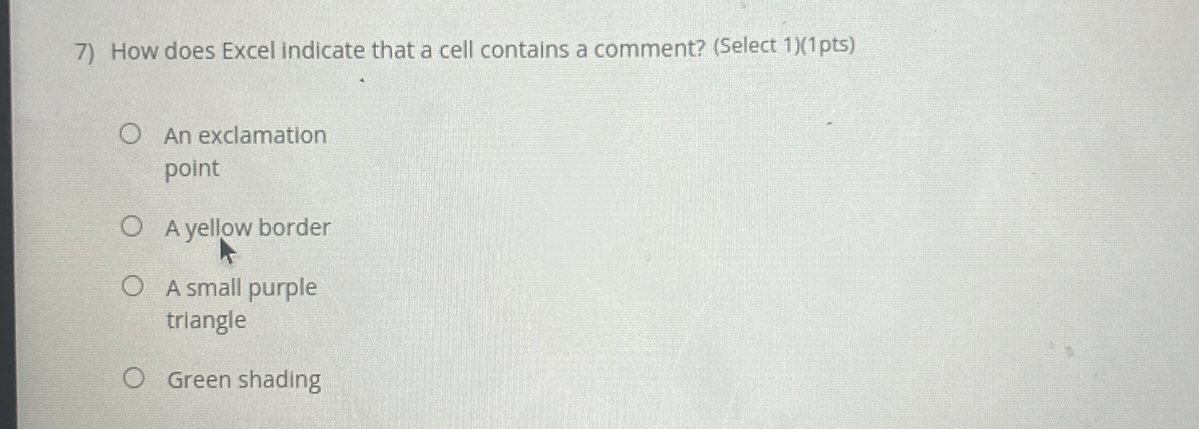 How does Excel indicate that a cell contains a