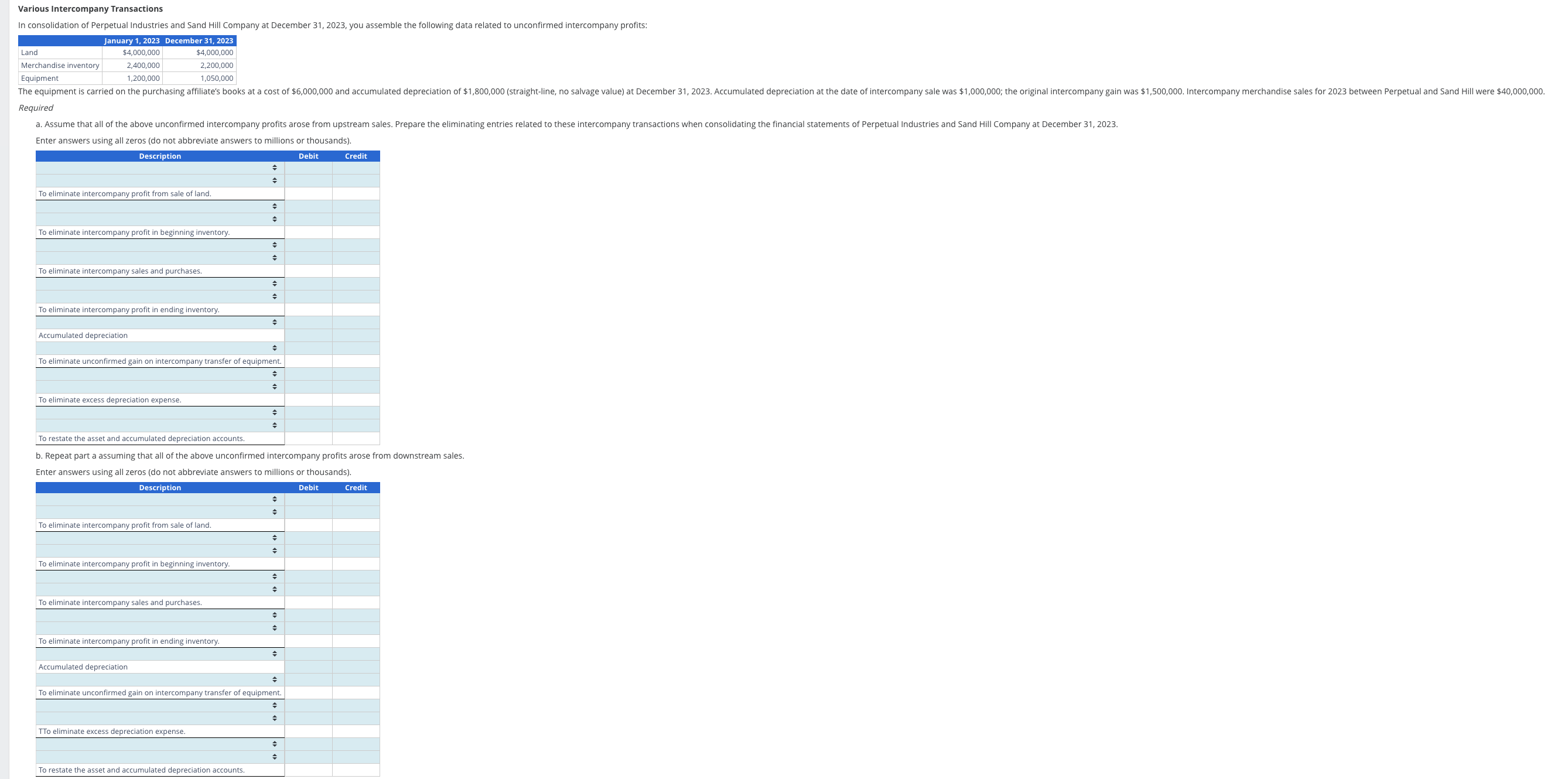 Various Intercompany Transactions In