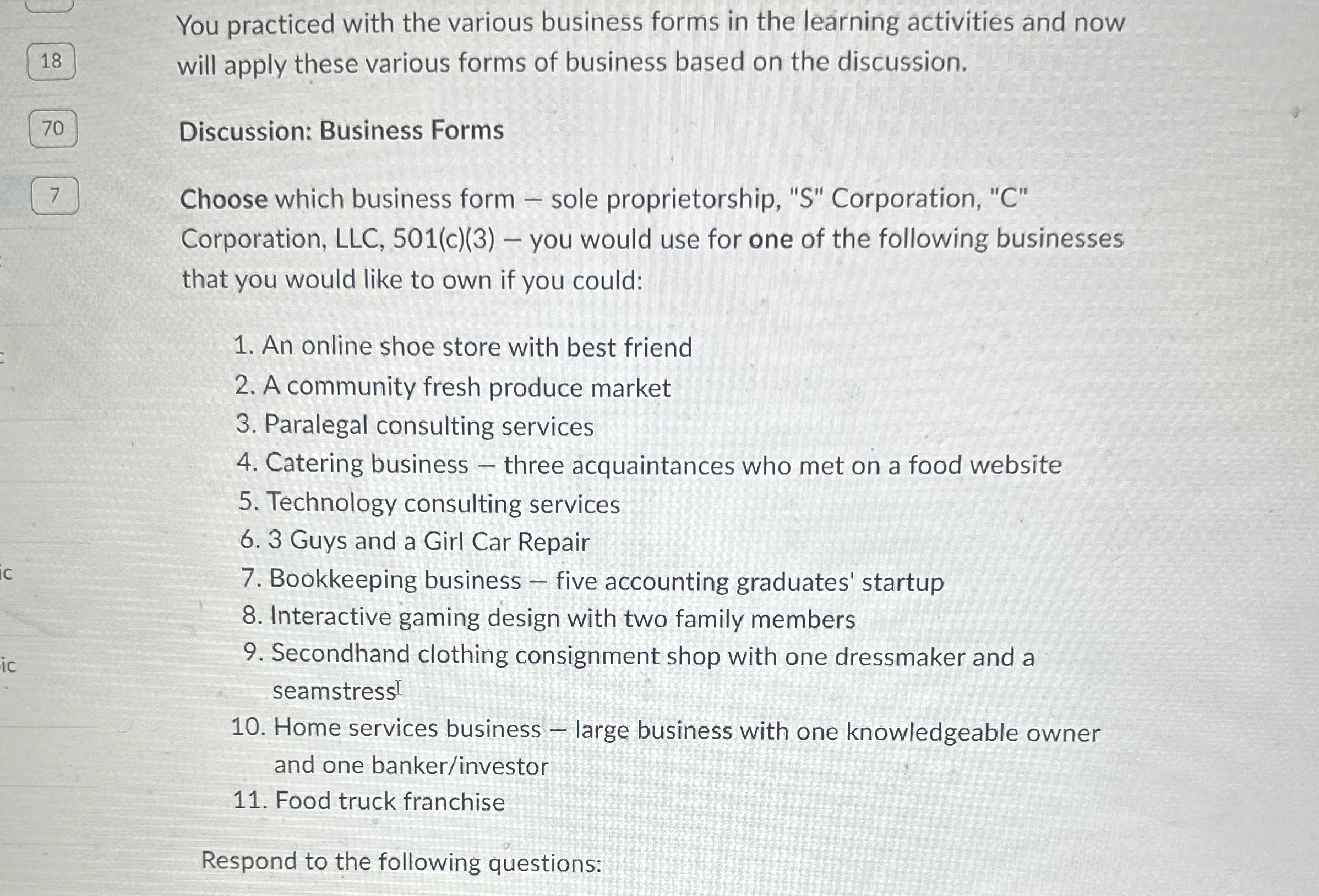 You practiced with the various business forms in