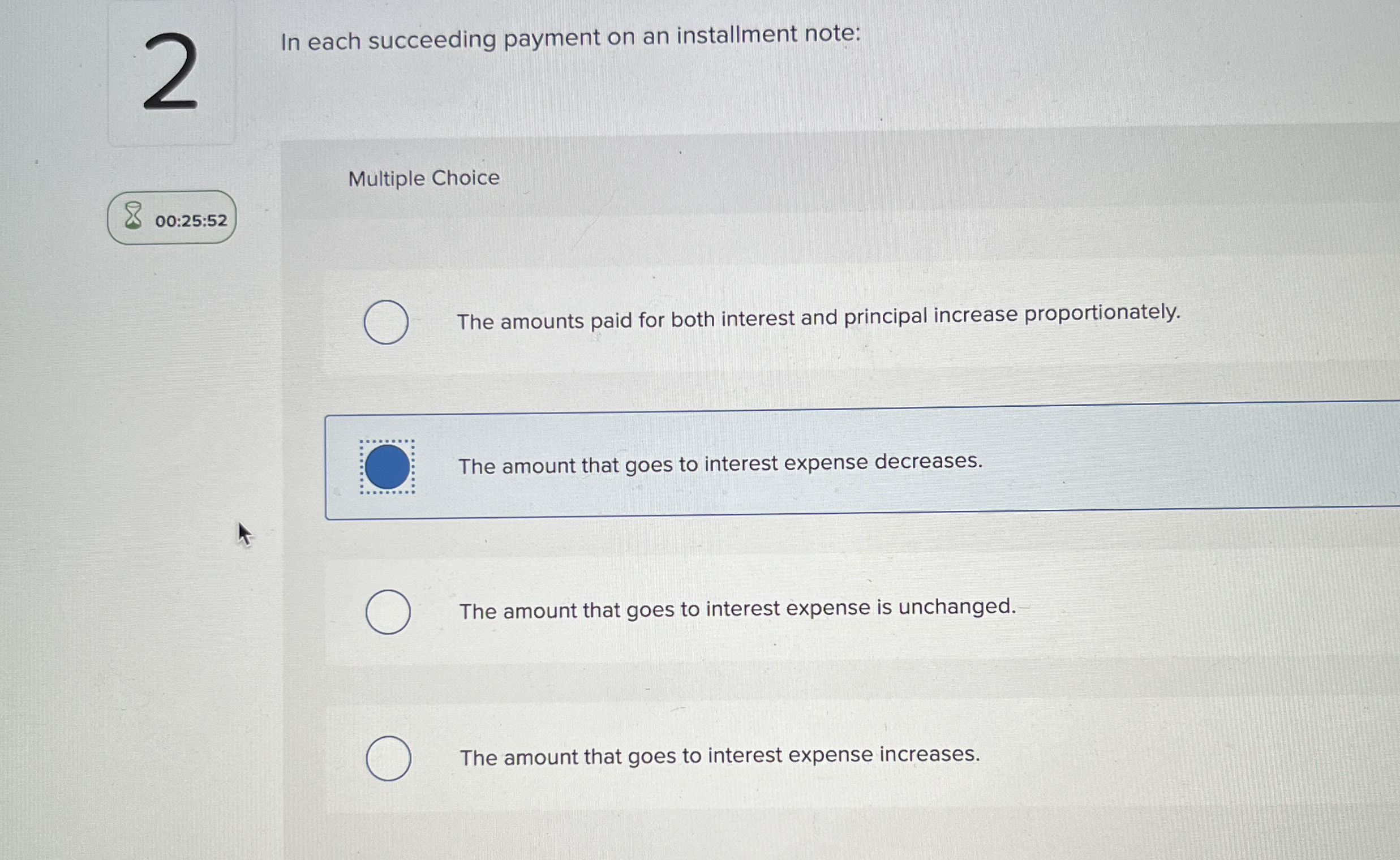 2 In each succeeding payment on an installment