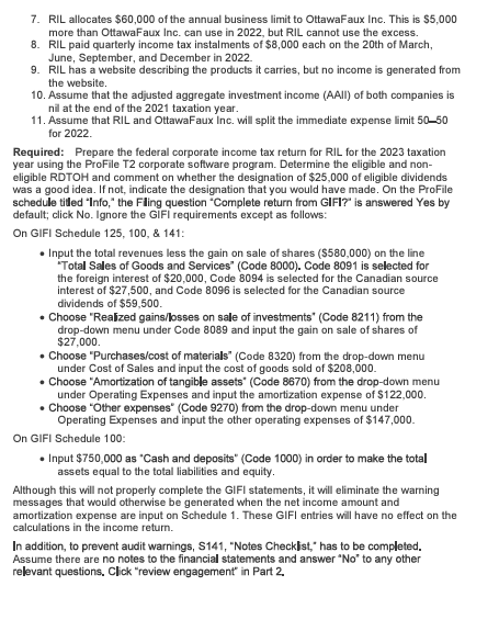 Tax Software Assignment Problem - Chapter 14 Tax
