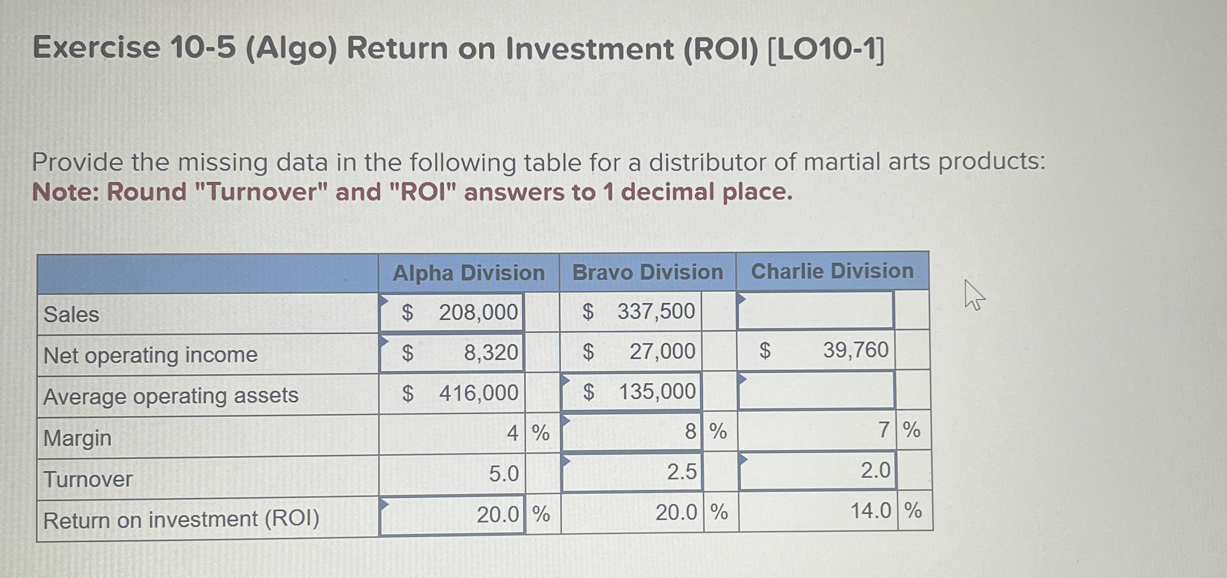 Exercise 1 0 - 5 ( Algo ) Return on Investment (
