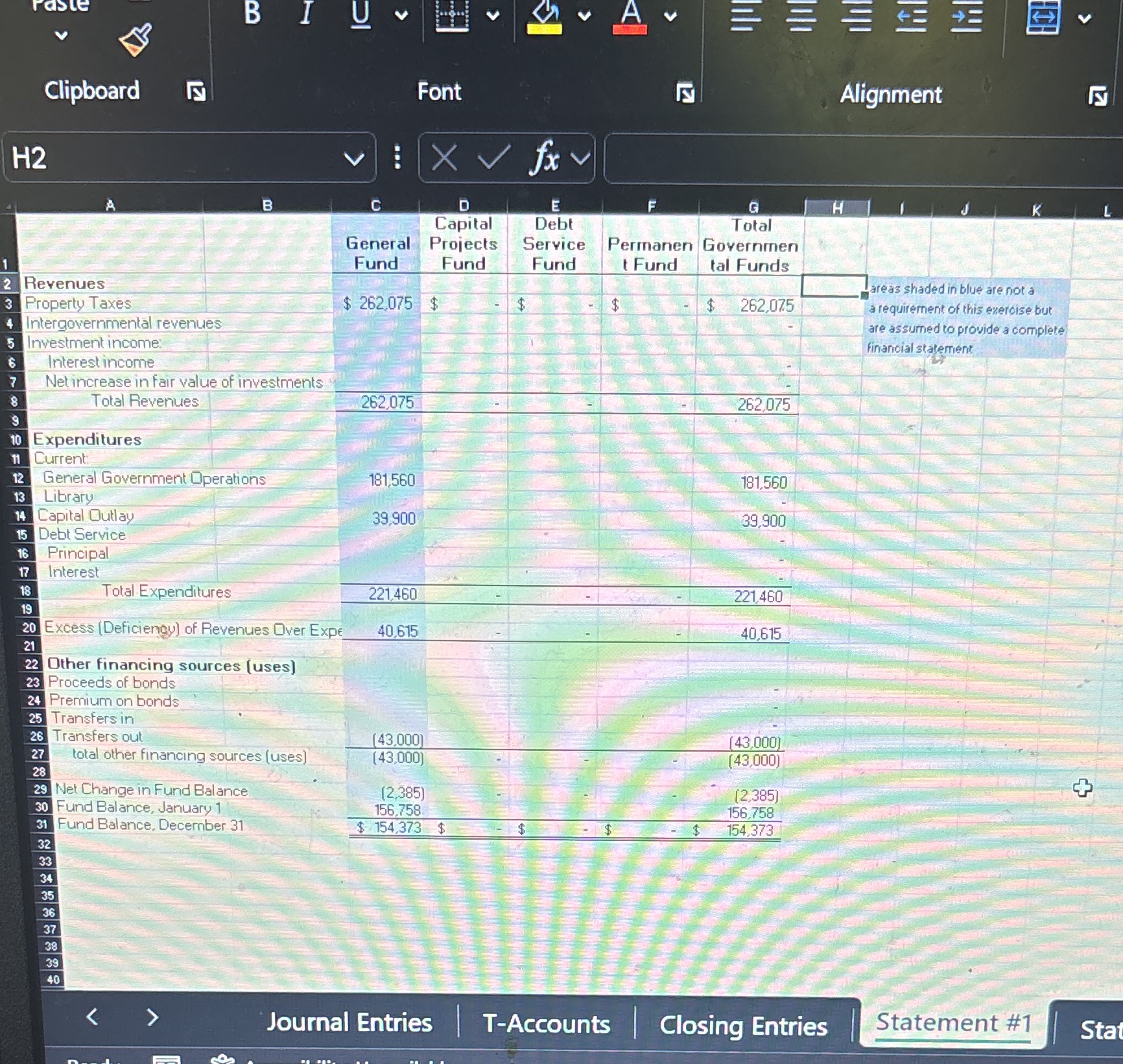Please do T accounts for CAPITAL PROJECTS FUND