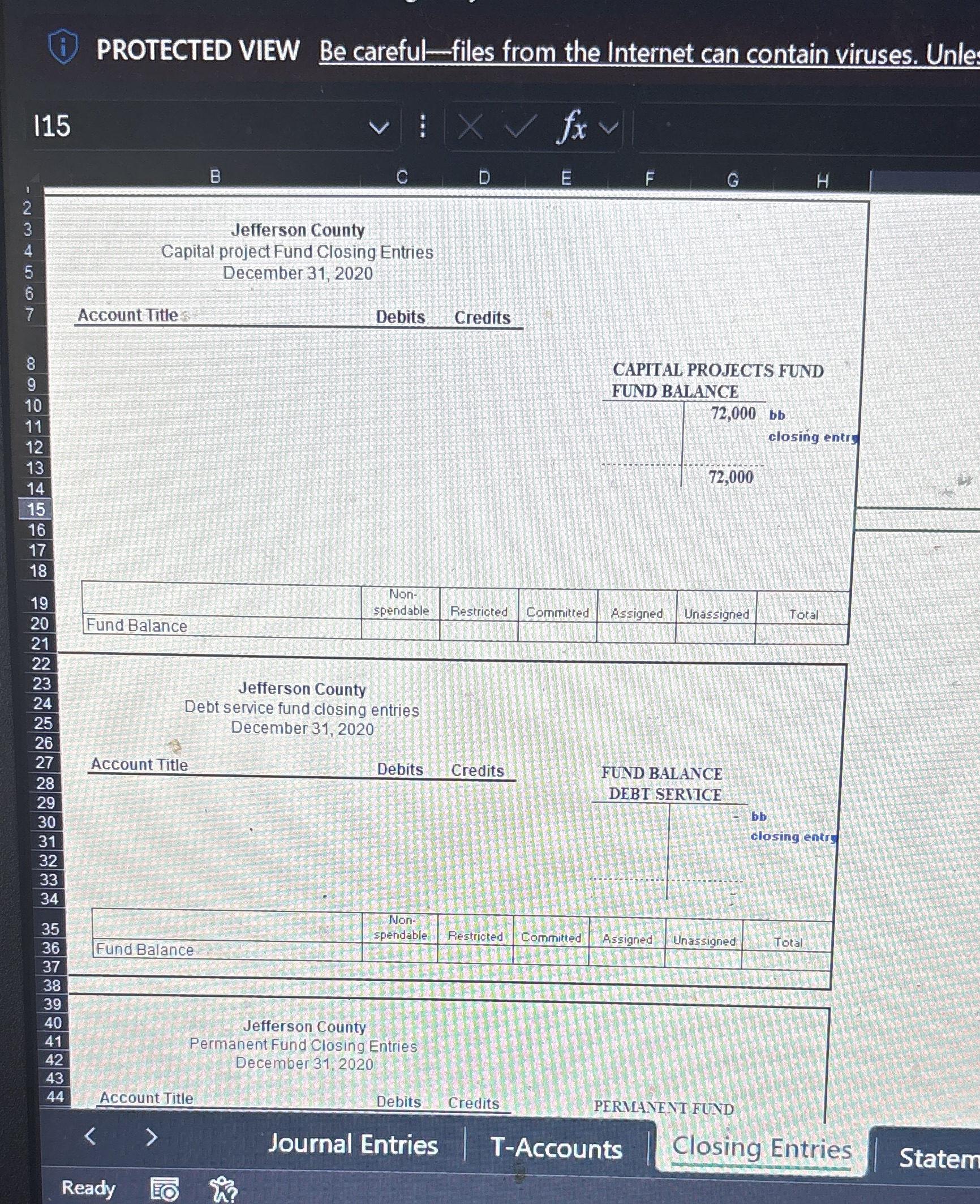 Please do T accounts for CAPITAL PROJECTS FUND