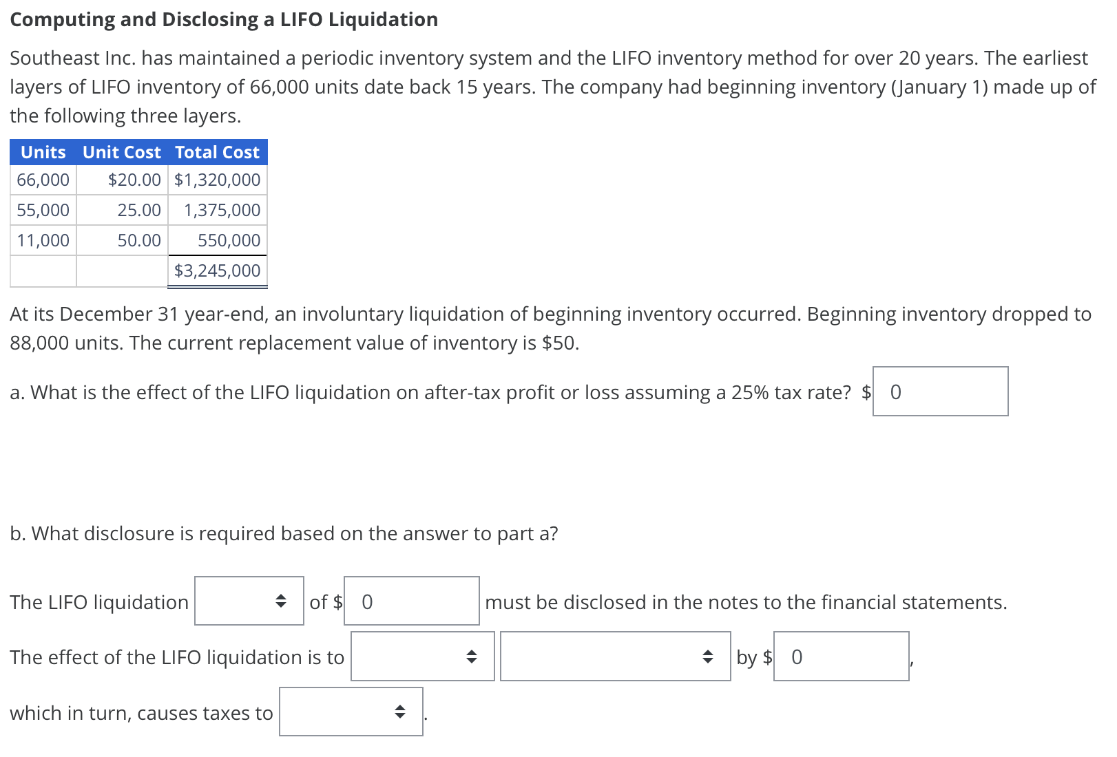 Computing and Disclosing a LIFO Liquidation