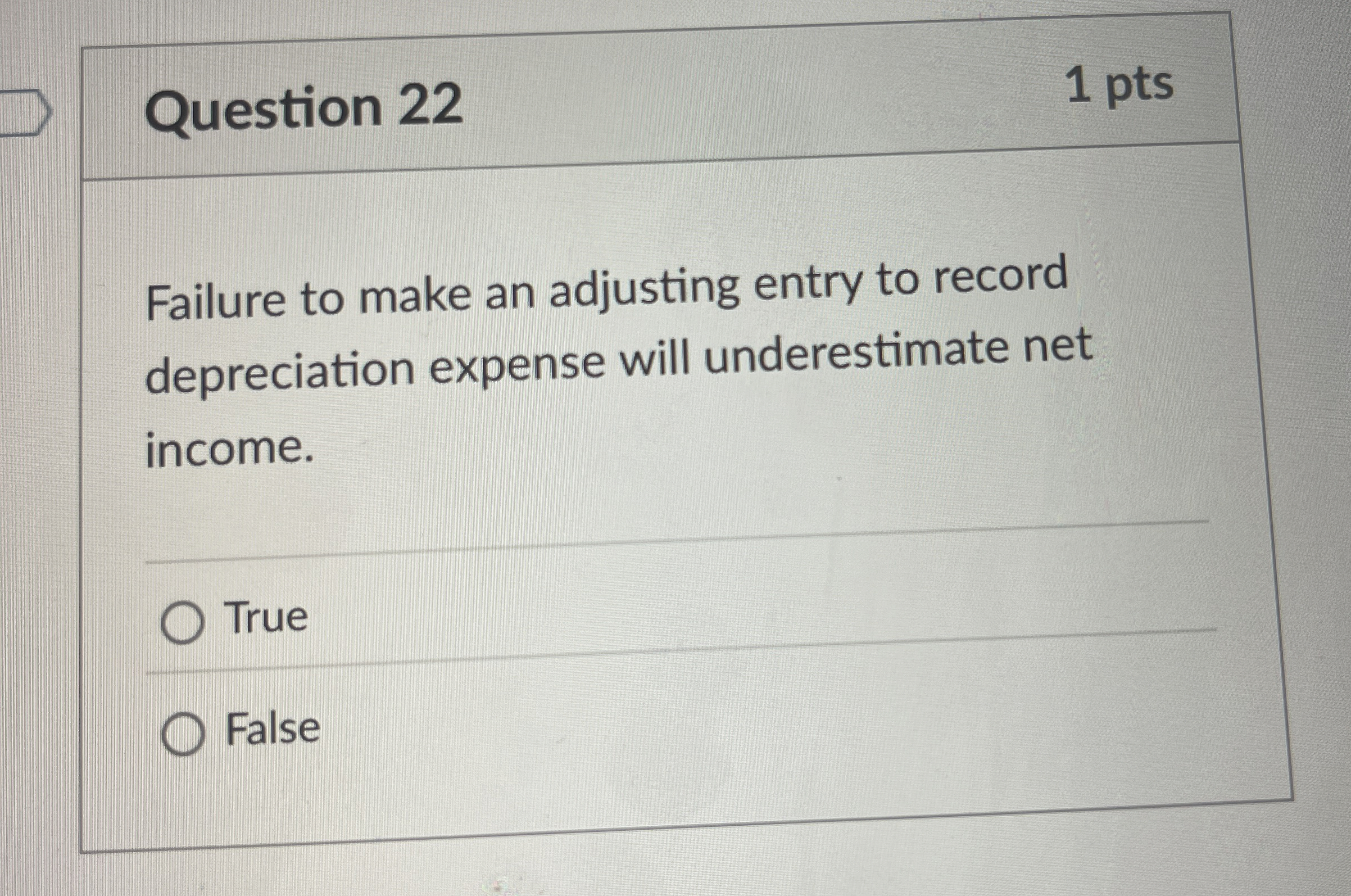 Question 2 2 1 pts Failure to make an adjusting