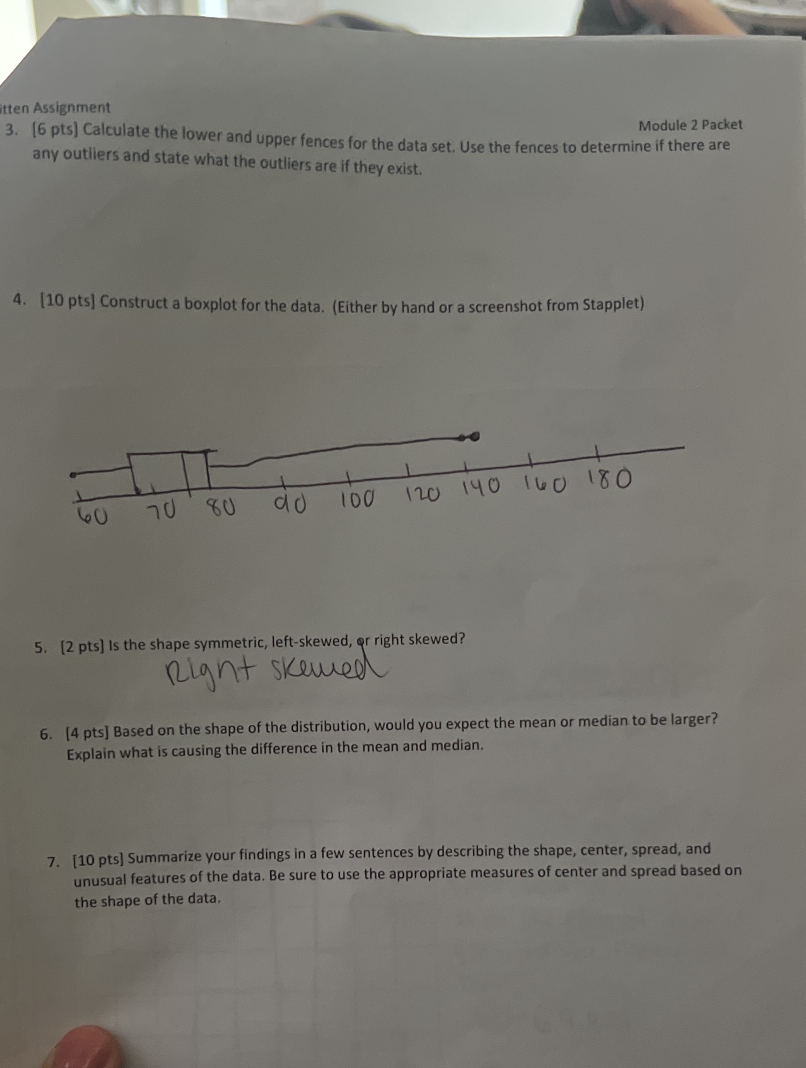 Calculate the lower and upper fences for the data