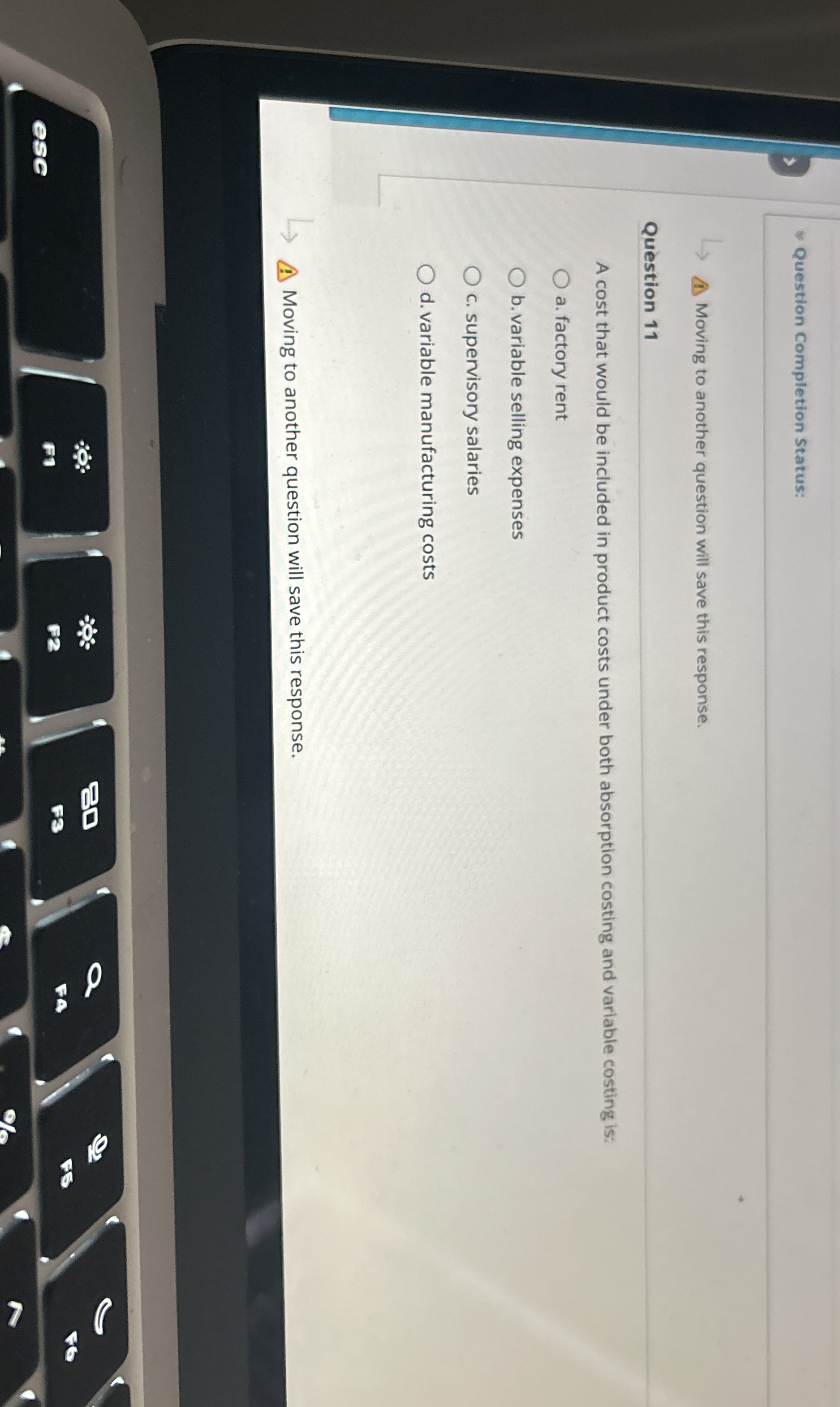 Question Completion Status: Moving to another