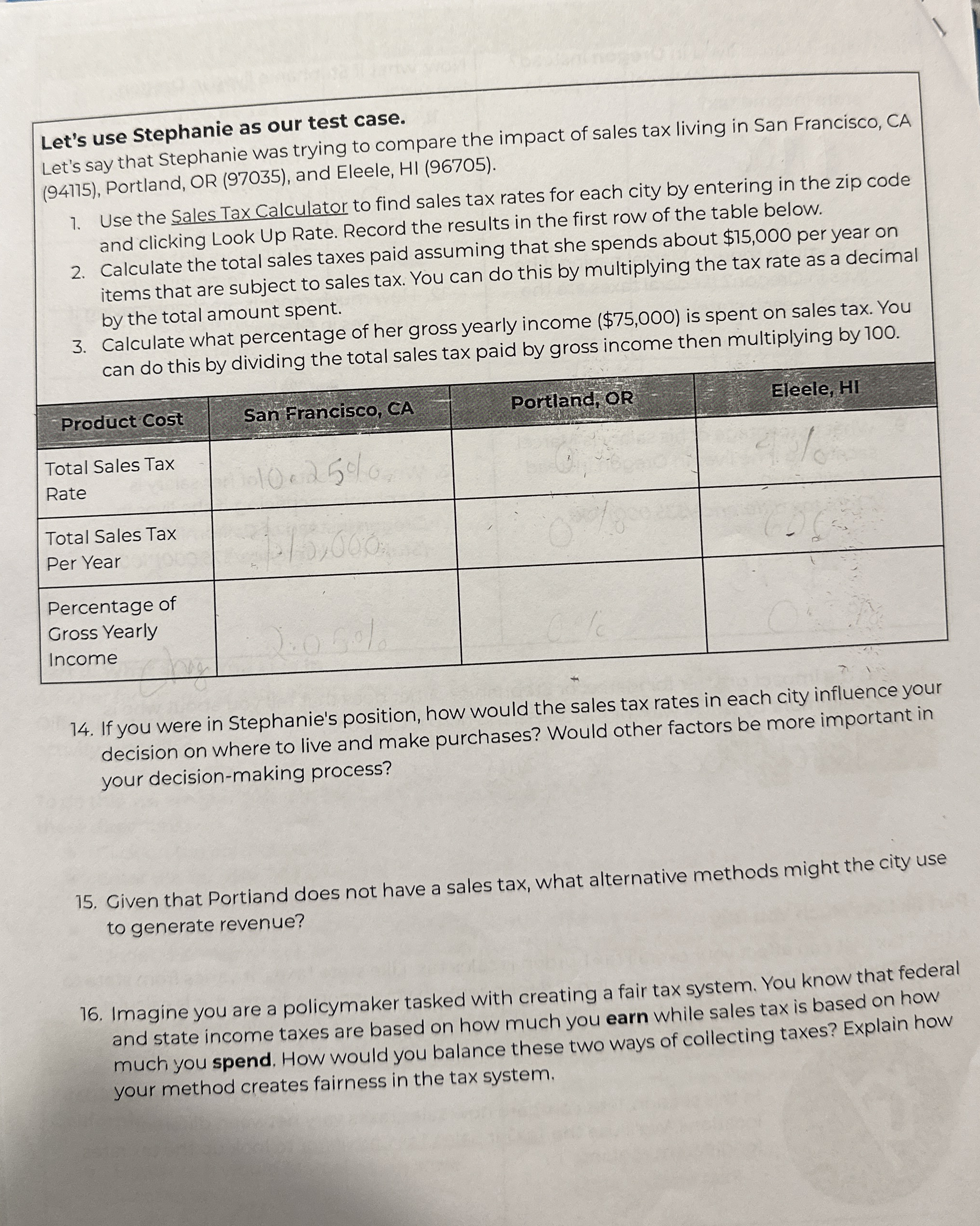 Let's use Stephanie as our test case. Let's say