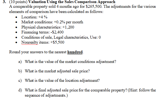 3. (10 points) Valuation Using the Sales