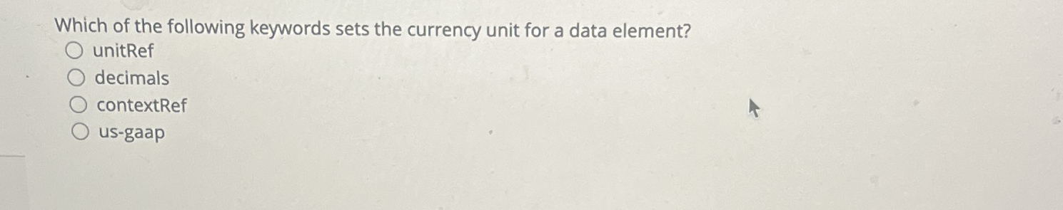 Which of the following keywords sets the currency