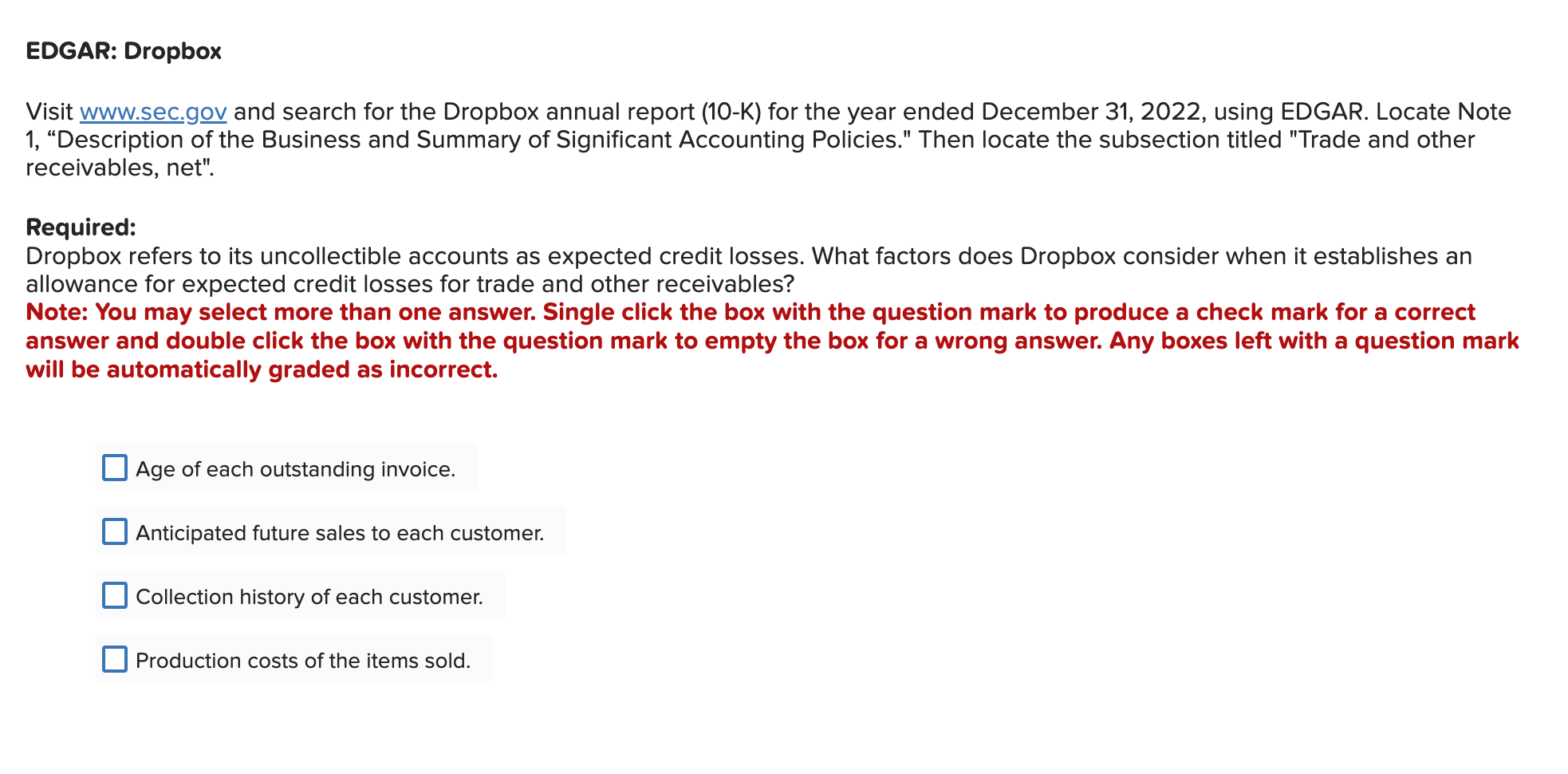 EDGAR: Dropbox Visit www . sec . gov and search