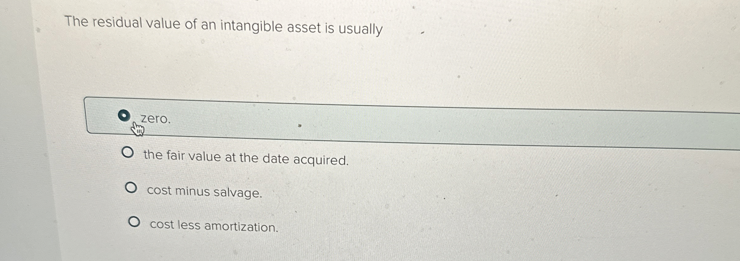 The residual value of an intangible asset is