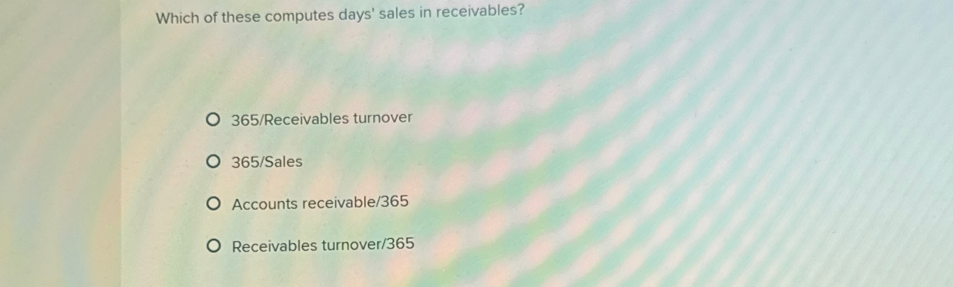 Which of these computes days' sales in