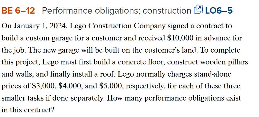 BE 6 - 1 2 Performance obligations; construction