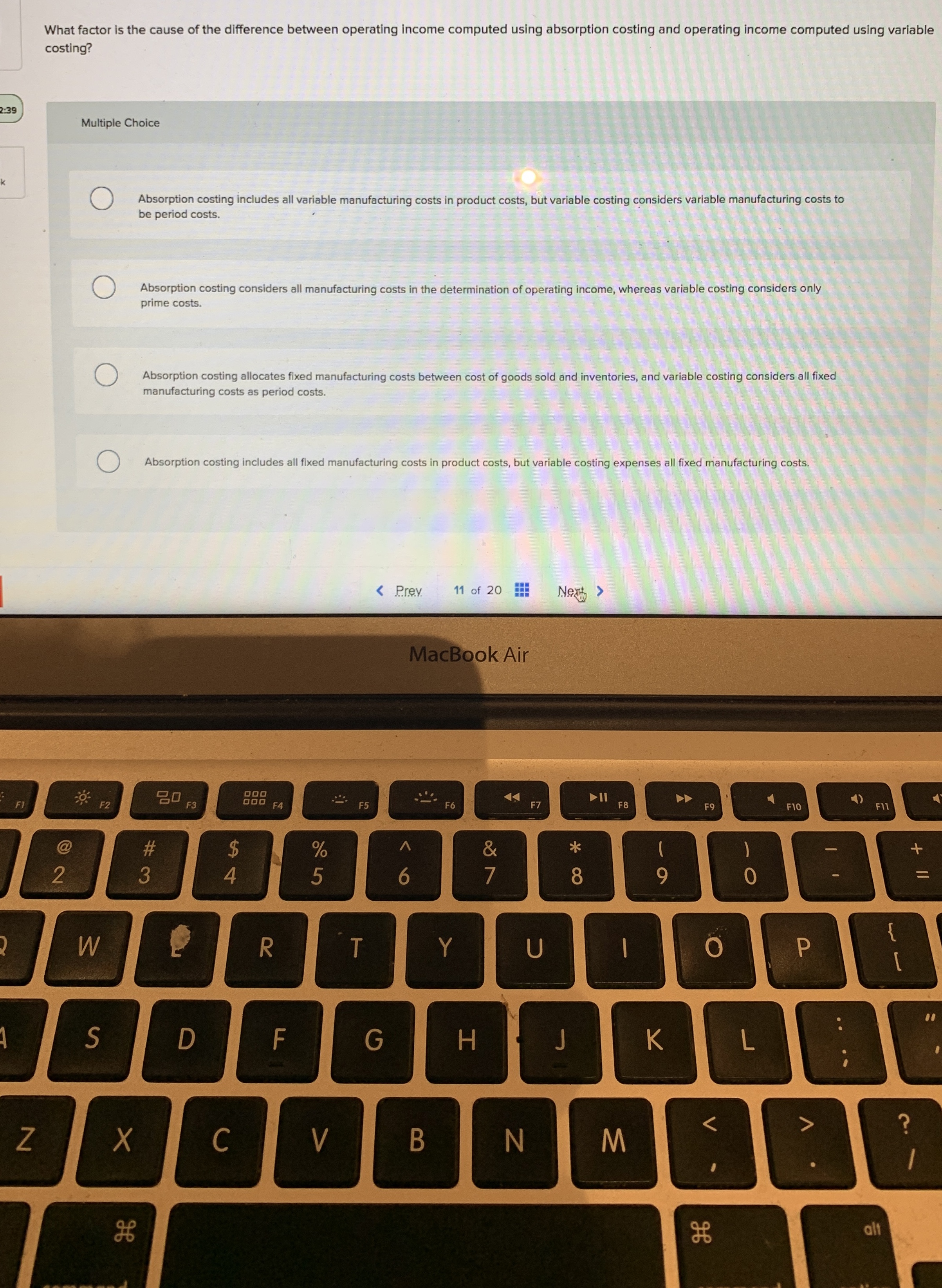 What factor is the cause of the difference