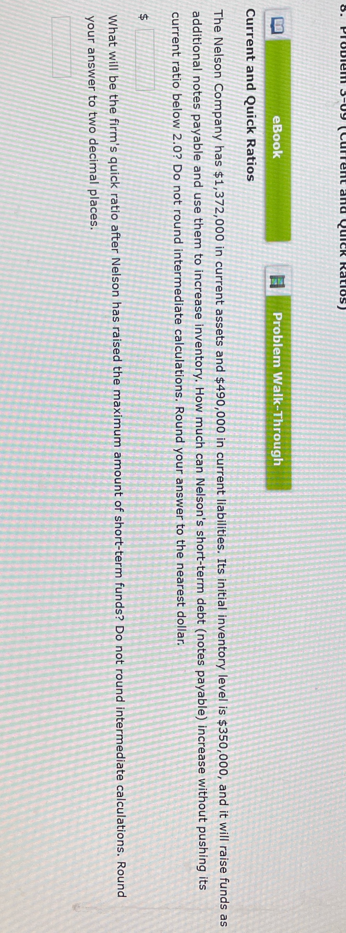 eBook Problem Walk-Through Current and Quick