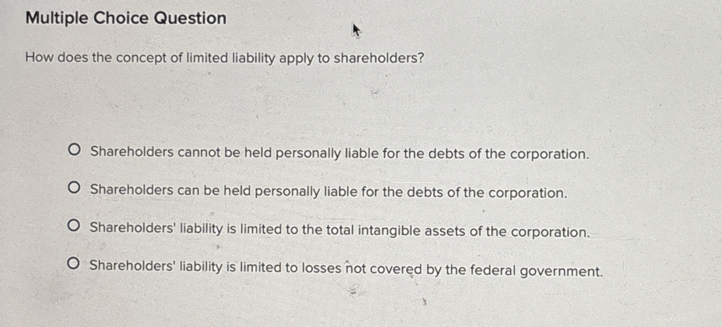 Multiple Choice Question How does the concept of