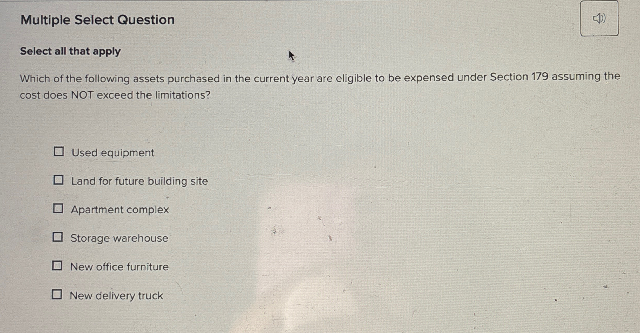 Multiple Select Question Select all that apply
