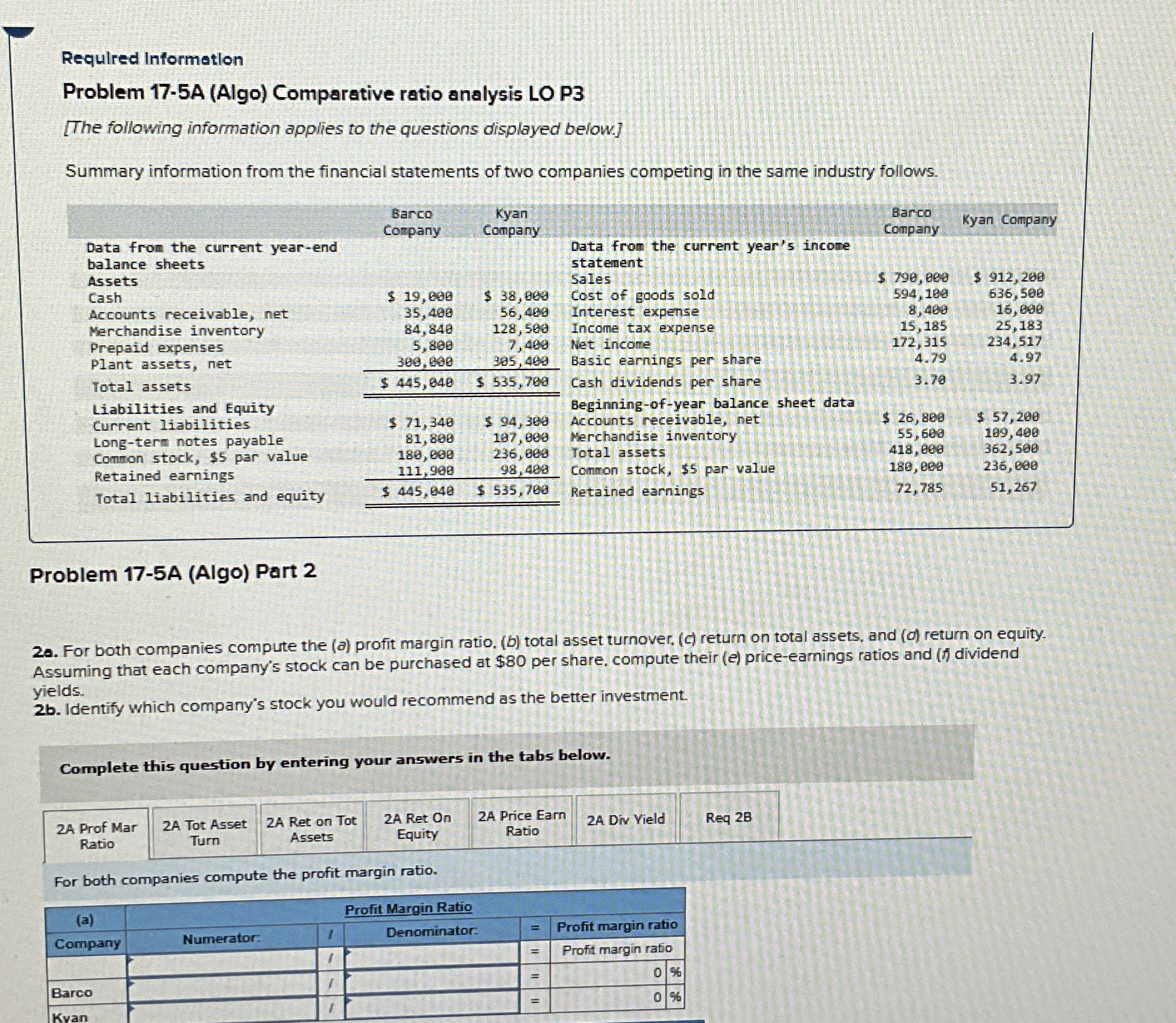 Requlred Information Problem 1 7 - 5 A ( Algo )
