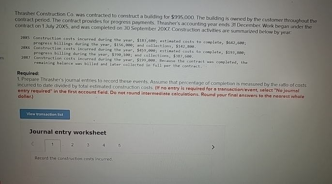 Thrasher Construction Co . was contracted to