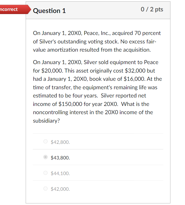 Question 1 ( 0 ) / ( 2 ) pts On January 1 , 2 0 X