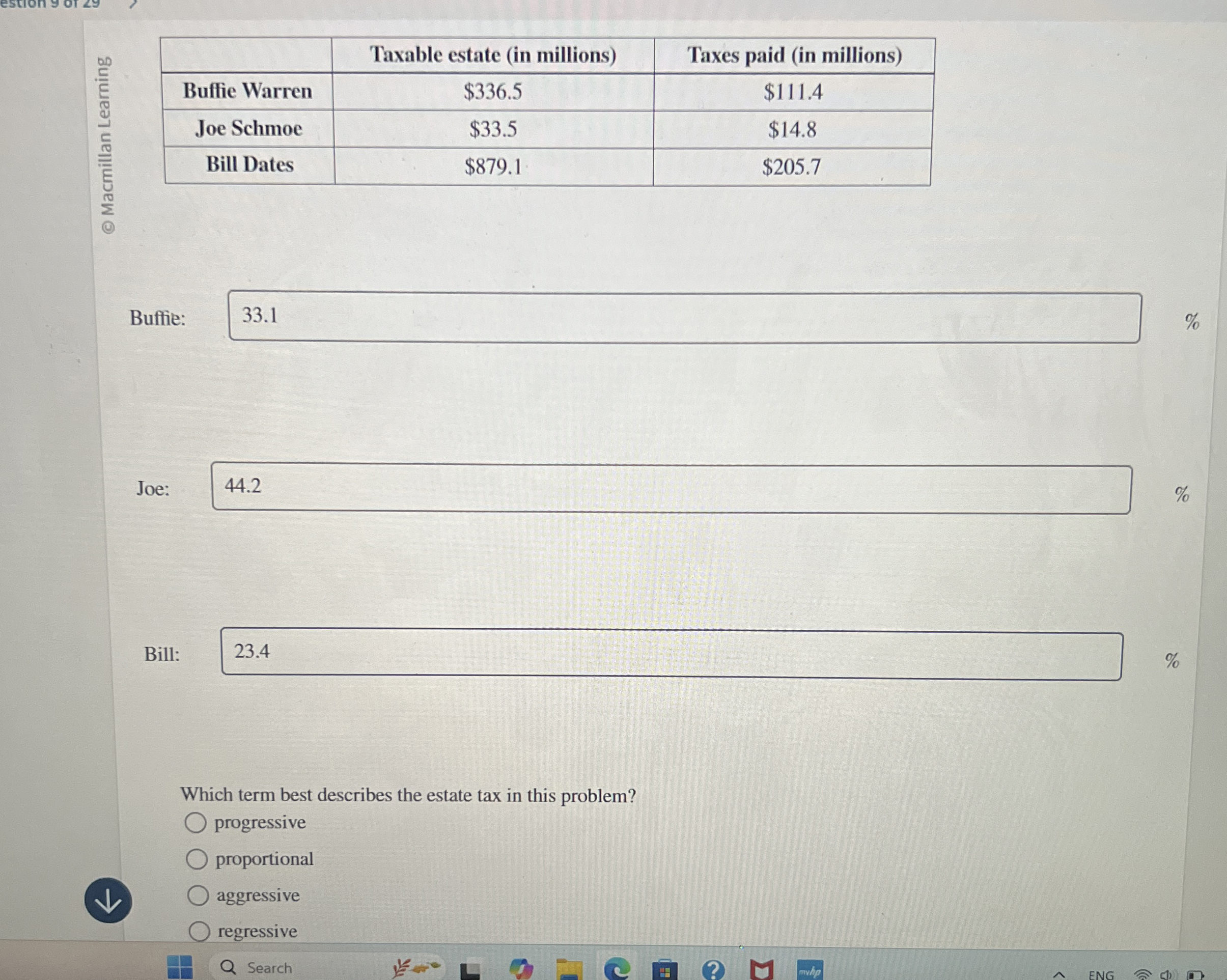 \ table [ [ , Taxable estate ( in millions ) ,