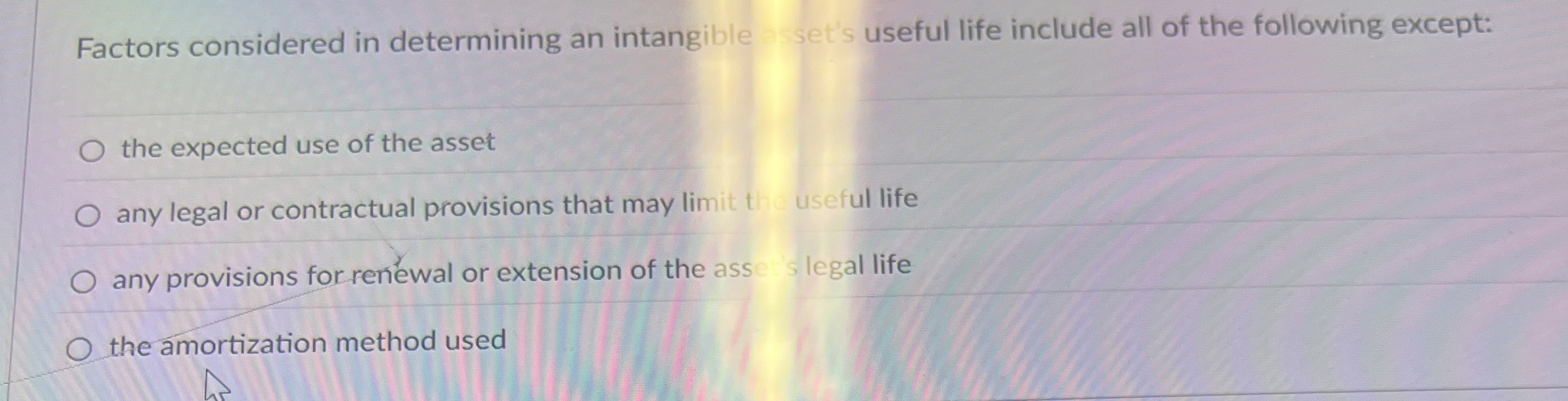 Factors considered in determining an intangible