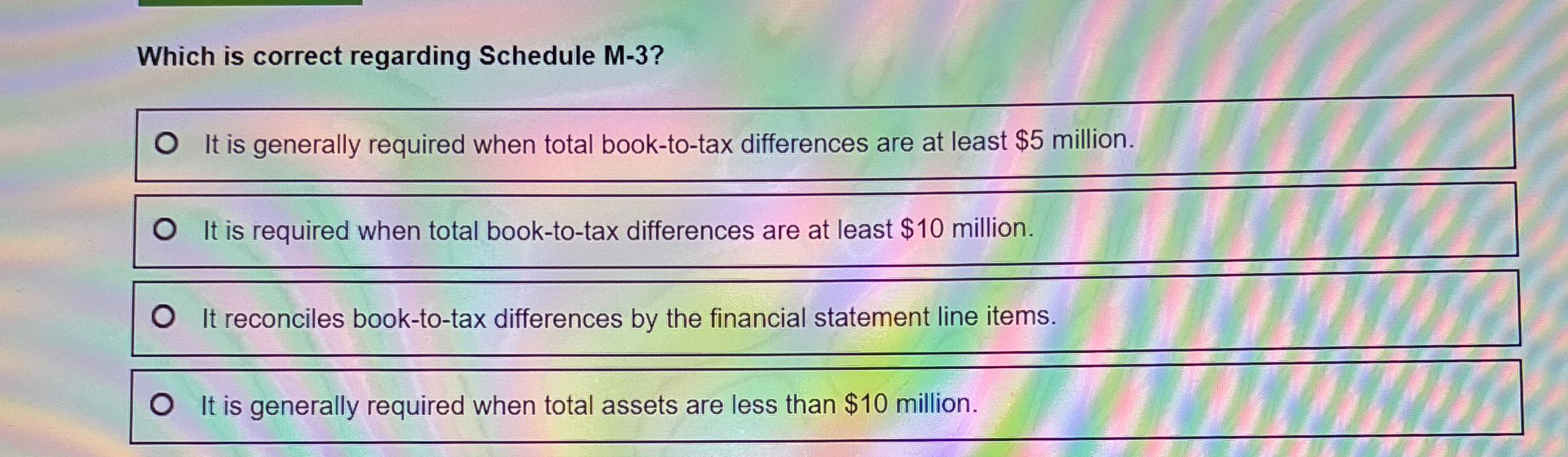 Which is correct regarding Schedule M - 3 ? It is