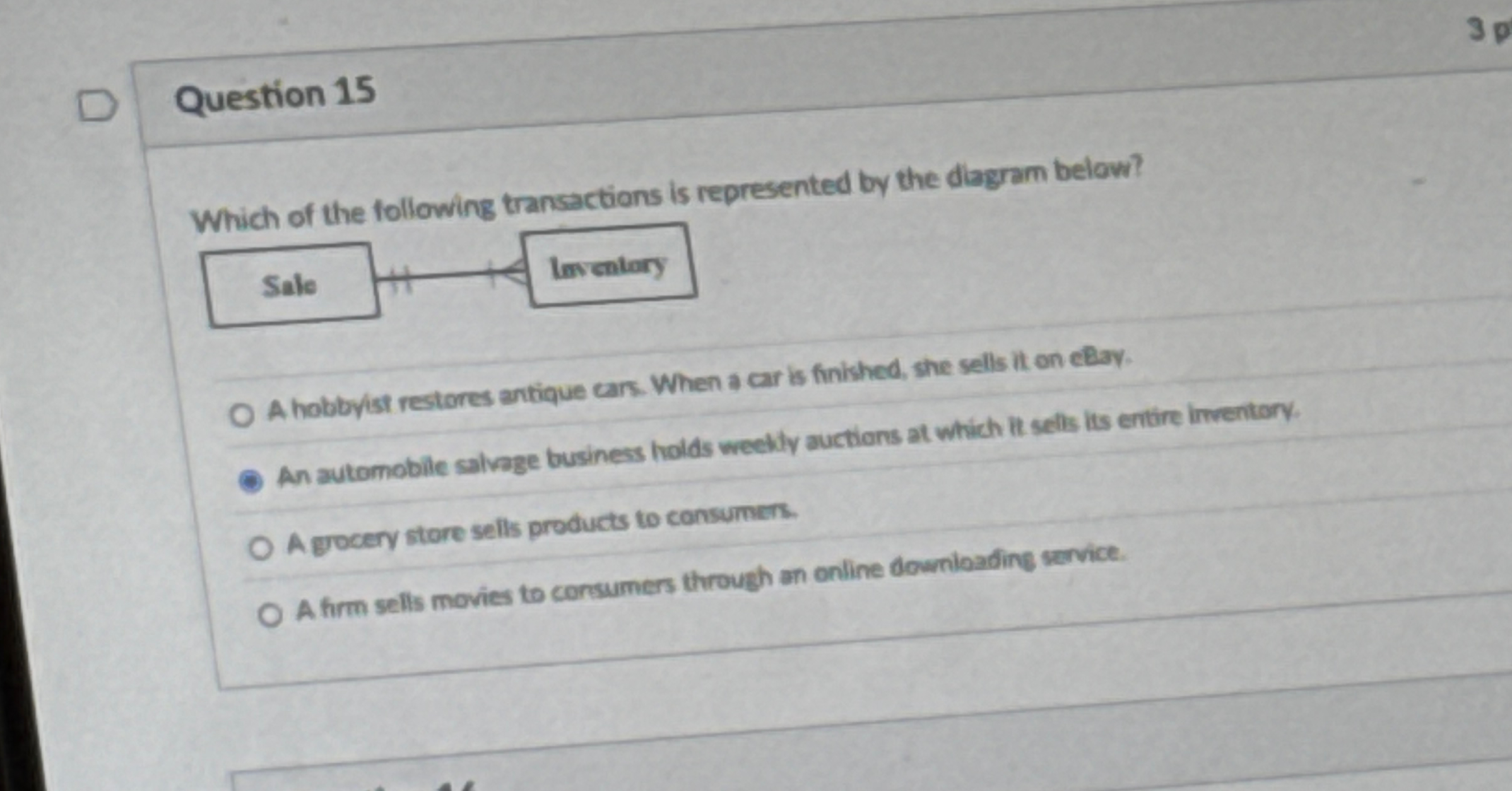 Question 1 5 A hobbyist restores antique cars.
