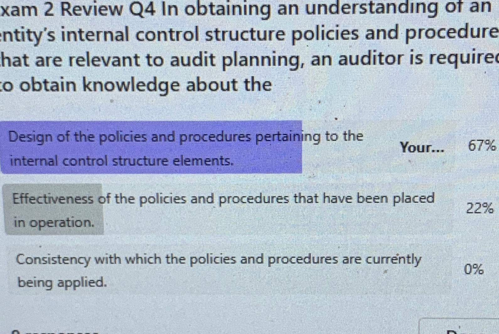 xam 2 Review Q 4 In obtaining an understanding of
