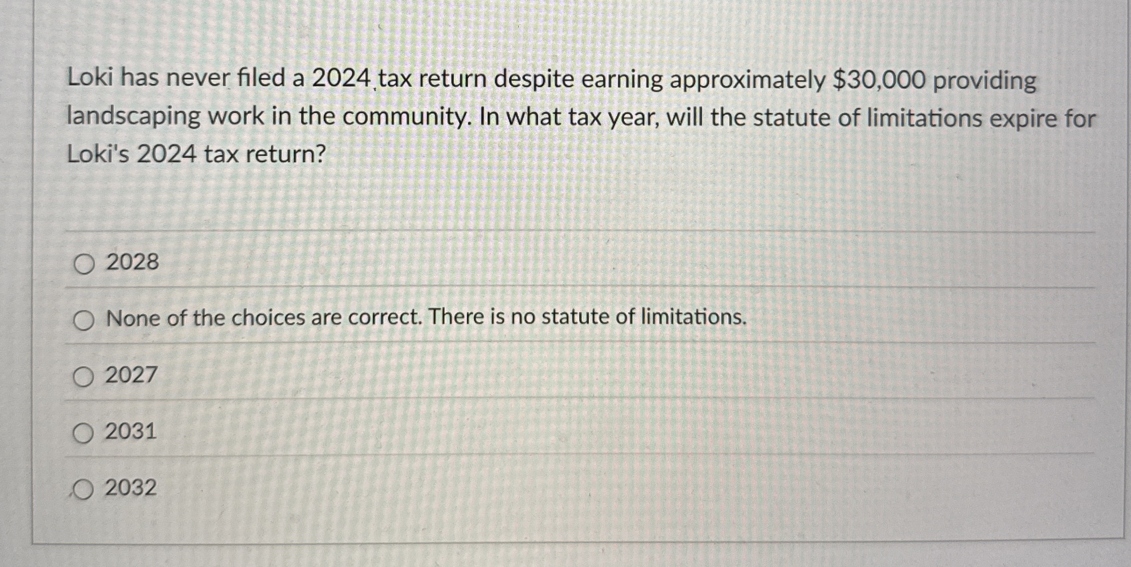 Loki has never filed a 2 0 2 4 . tax return