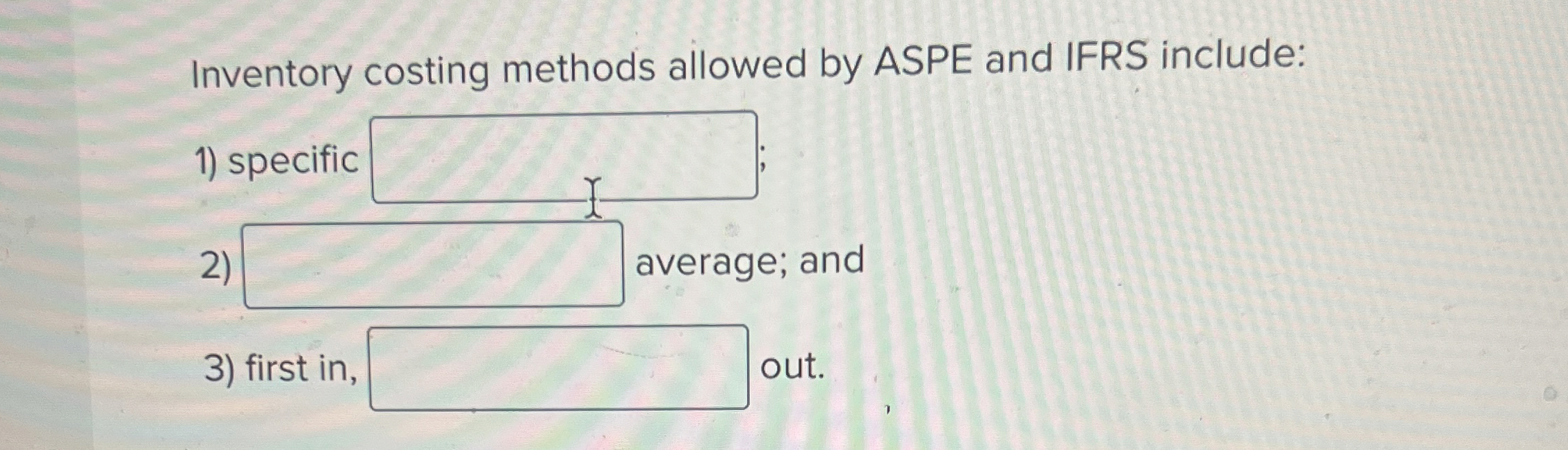 Inventory costing methods allowed by ASPE and