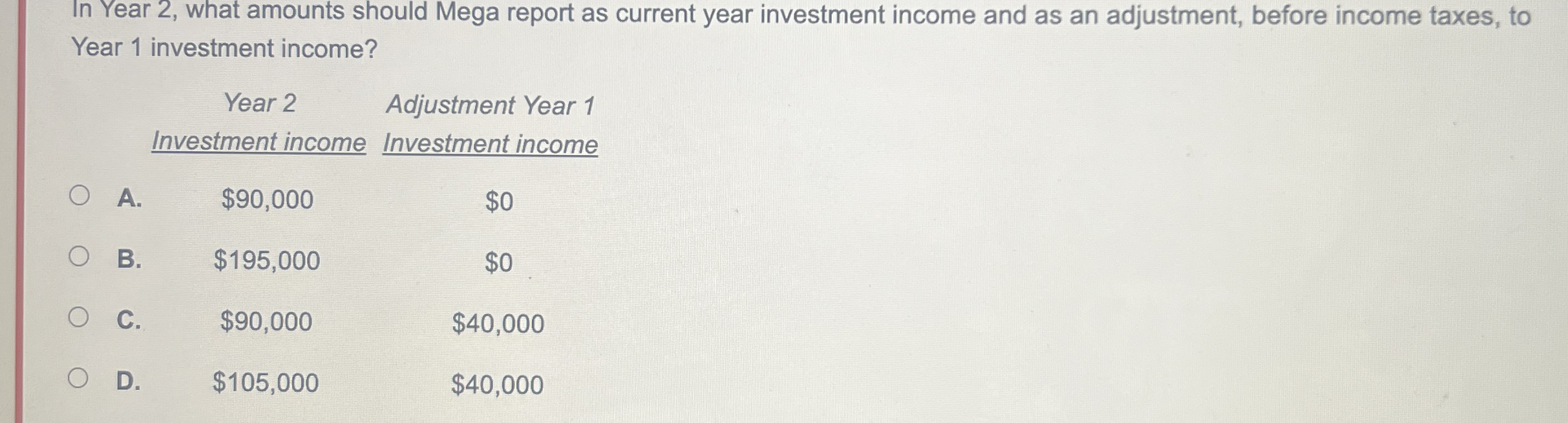 In Year 2 , what amounts should Mega report as