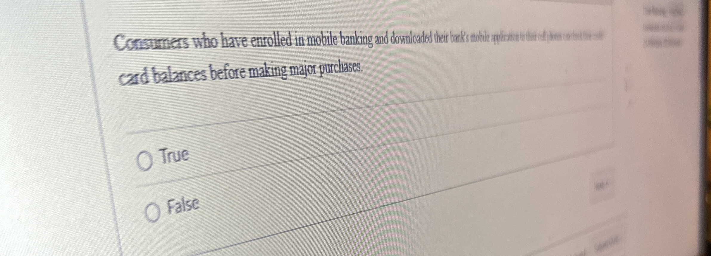 cad balances before making major purchases. True