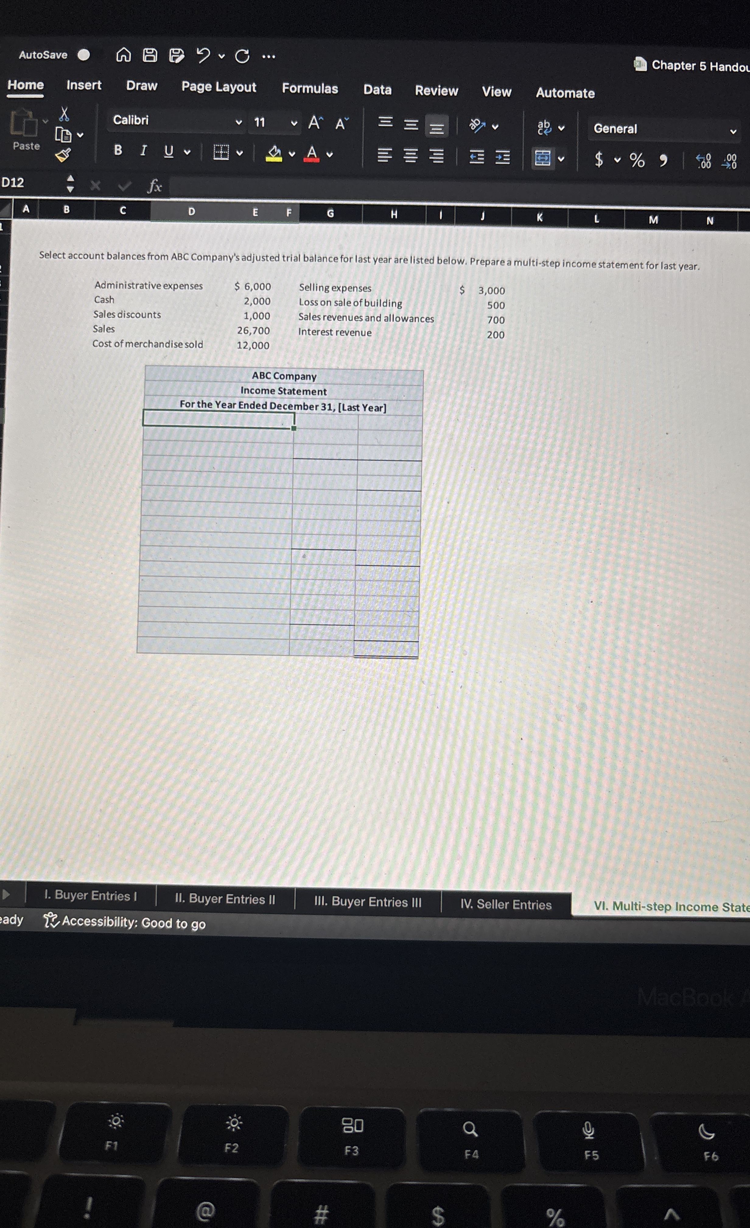 Chapter 5 Handou Select account balances from ABC